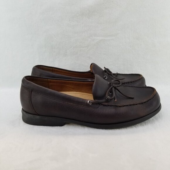 ✅Men\'s 13 The Walking Company Rex Moc Toe Brown Leather Loafers Casual Comfort